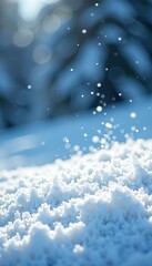 Wall Mural - tiny snowflakes dance in the air over a snowy expanse, white, snow