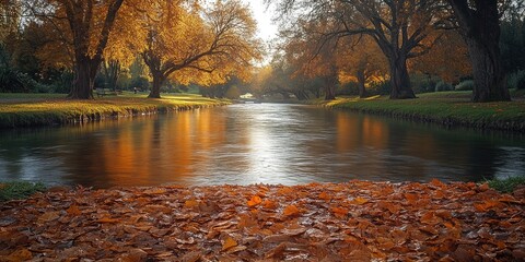 Wall Mural - A serene scene of a river flowing through a lush green forest, perfect for use in environmental or travel-related contexts