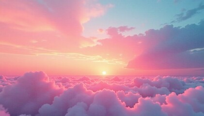 Wall Mural - soft pink and orange hues bleed into an abstract dawn sky, pastel colors, abstract background, seren