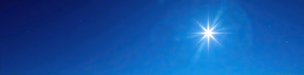Wall Mural - a single black star shining bright against a bright blue sky, glinting, blue
