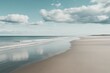 © Victor Bertrand - A vast, serene beach stretches to the horizon under a canopy of soft clouds, inviting peace and introspection.