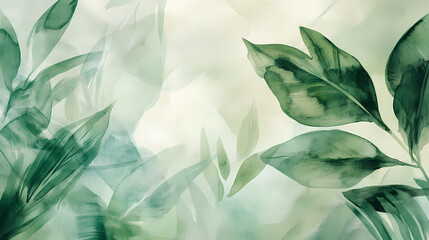 Wall Mural - Serene emerald oasis abstract watercolor blend of lush green hues evoking natural tranquility textured background illustration. Emerald Oasis. Illustration