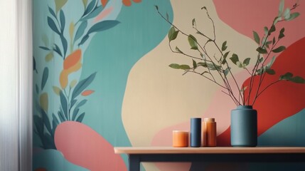 Wall Mural - a vase with some plants in it on a table