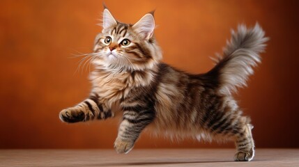 Poster - a cat is jumping in the air with its paws