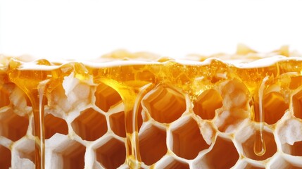 Wall Mural - Honeycomb Honey Close-up: Nature's Golden Delight