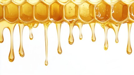 Wall Mural - Honey Dripping from Honeycomb - Golden Liquid of Nature