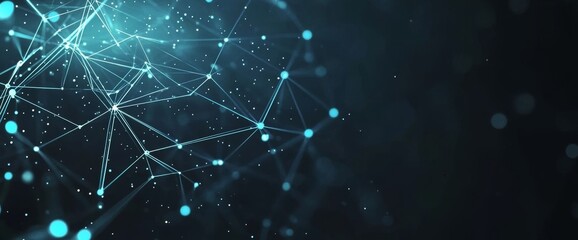 Wall Mural - futuristic concept of a digital data network, with an abstract design of connected lines and dots fo