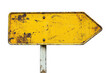 © Created By Scott - Rusty yellow road sign arrow pointing left isolated on transparent or white background, png