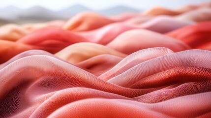 Poster - Peachy-pink fabric waves, outdoor backdrop, textile texture, fashion design