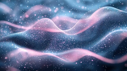 Wall Mural - Pink blue wave particles digital background