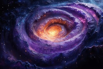 Wall Mural - cosmic spiral vortex with bioluminescent tendrils swirling through deep space in ethereal purples an