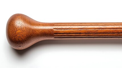 Close-up view of a polished wooden handle showcasing intricate grain patterns and craftsmanship