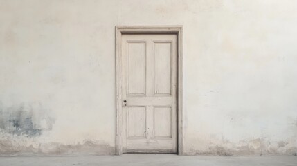 Simple white door on a weathered wall.