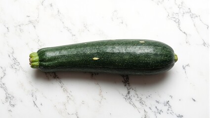 Fresh green zucchini on marble surface showcasing natural textures