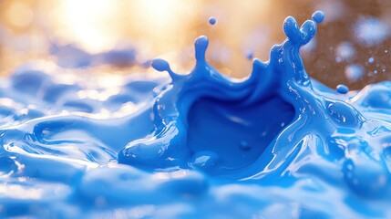 Blue liquid splash sunset background