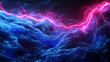 © Thiago - Vibrant pink and blue electric lightning energy bolts on a dark background, representing power, energy, and dynamic forces in nature. Electric Fields. Illustration