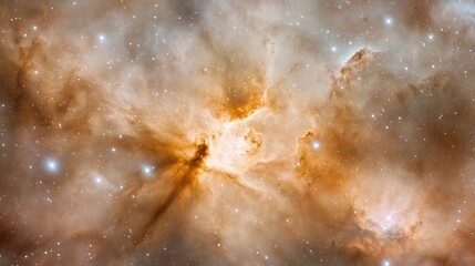 cosmic nebula orange and brown gas clouds in space