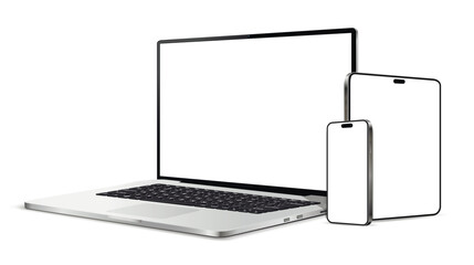 Wall Mural - laptop computer, tablet and mobile phone realistic devices mockup