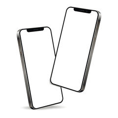 Canvas Print - two floating smart phone white screen. mobile phone vector with isolated on white background