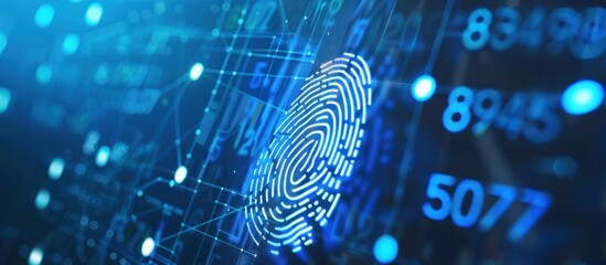digital fingerprint on futuristic tech background.