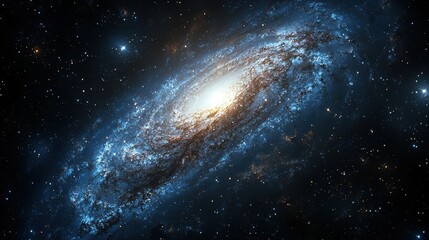 majestic spiral galaxy illuminated by bright center and surrounded by shimmering stars in deep space