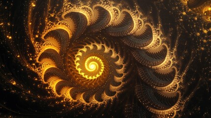 Wall Mural - Golden spiral fractal art.