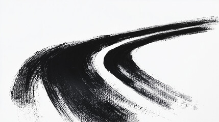 A thin black ink brush stroke path on a white background