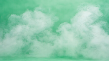 Wall Mural - Dynamic mist clouds dance across green background abstract art studio environment vivid colors conceptual viewpoint