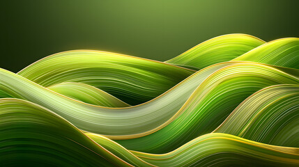 Wall Mural - Flowing green waves nature abstract digital artwork serene environment close-up view vibrant concept for visual appeal