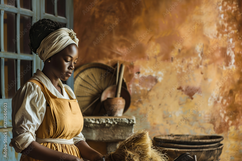 African Slave Maid in colonial era capturing injustice and labor ...
