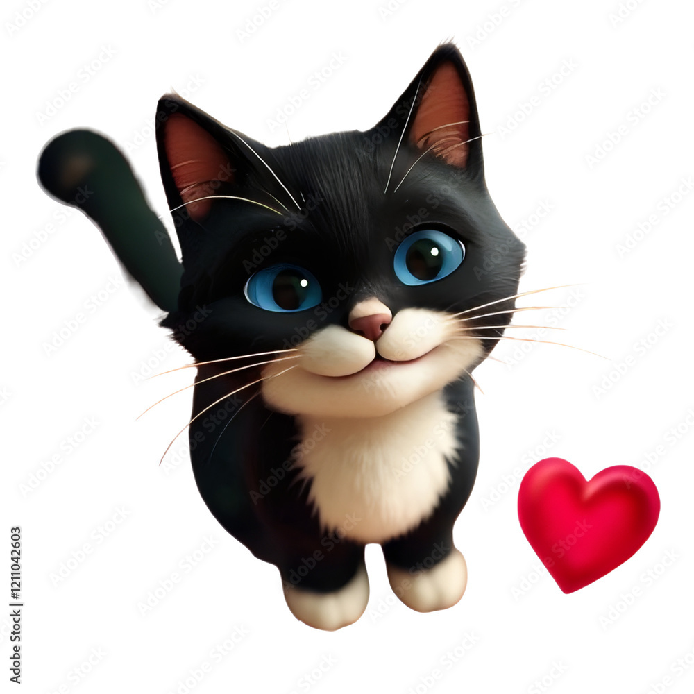 고영희 댕냥이 heart love white background 고양이눈동자 cat 고양이 cute 아이콘 하트 귀여운 깜찍한 냥냥이  귀요미 pet lovely emoji icon sticker 앉아있는 고양이스티커 red furrry Stock Photo |  Adobe Stock, image size:1000x1000