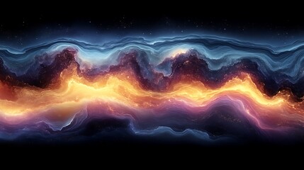 Poster - Abstract Cosmic Waves of Vibrant Hues and Celestial Dust