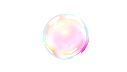 Leinwandbilder - A soap bubble illustrated in a watercolor cut-out style, with soft, translucent colors and subtle reflections, isolated on a white background