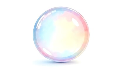 Leinwandbilder - A soap bubble illustrated in a watercolor cut-out style, with soft, translucent colors and subtle reflections, isolated on a white background