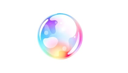 Leinwandbilder - A soap bubble illustrated in a watercolor cut-out style, with soft, translucent colors and subtle reflections, isolated on a white background