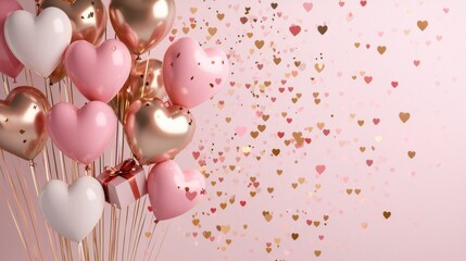 Wall Mural - Romantic heart-shaped balloons for a festive celebration