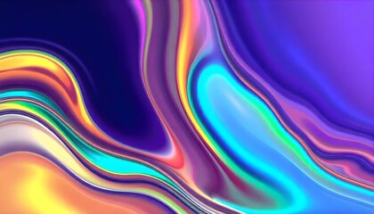 Leinwandbilder - Abstract Background with Iridescent Rainbow Waves of Liquid. Colorful and Vibrant Design, Fluid Art Concept