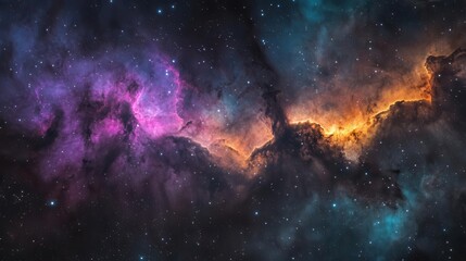 Wall Mural - swirling cosmic dance of purple and teal auroras, iridescent star clusters, and luminous dust clouds