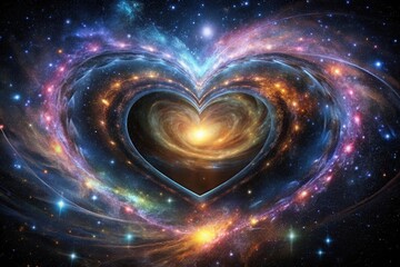 Wall Mural - cosmic heart a celestial galaxy shaped like a heart in the infinite vastness of space