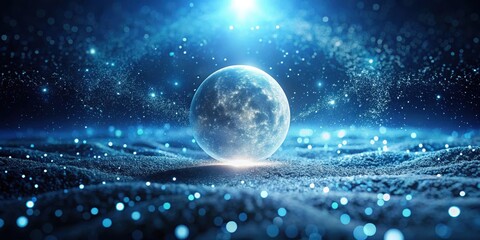 Wall Mural - celestial orb rests on a glittering surface, illuminated by a radiant light source in a dreamlike co