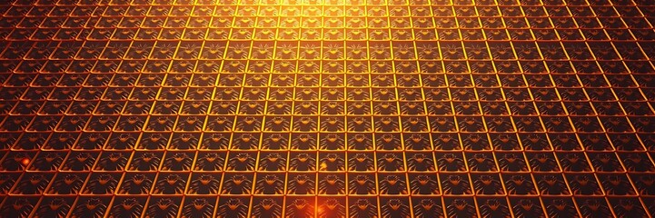 Abstract Binary Code Pattern on Woven Fabric with Gold and Brown Texture