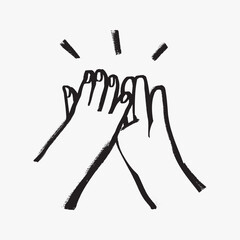Wall Mural - high five hands gesture doodle illustration vector