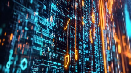 Abstract Digital Data Stream:  Cybersecurity and Technology Concept
