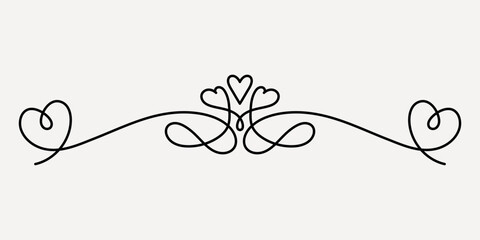 Wall Mural - elegant heart-themed decorative divider, hand drawn vector