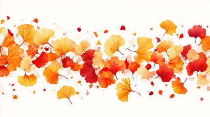 Poster - Autumnal Ginkgo leaf banner, fall foliage design.