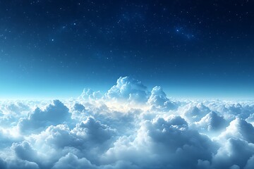 celestial cloudscape above a starry night sky