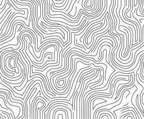 Leinwandbilder - Abstract black lines forming swirling, organic shapes on white background.
