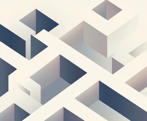 Leinwandbilder - Abstract isometric maze pattern with white and gray cubes.