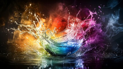Aufkleber - Vibrant splash of colorful water studio setting photography artistic environment close-up view dynamic concept