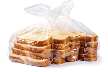 Wall Mural - Sliced bread in plastic bag isolated on white background